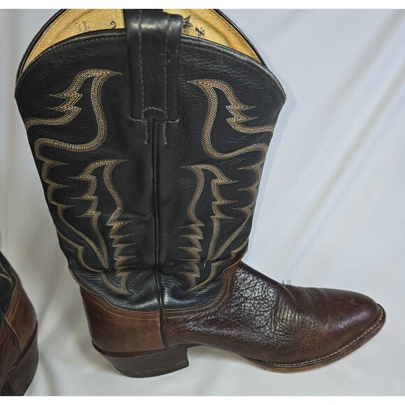 Tony Lama Chocolate Taurus Shoulder Leather Cowboy Boot Men 10.5 D Medium Width - Picture 4 of 16